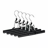 Relaxdays Hosenbügel Metall 5er Set, 360° drehbarer Haken, fest schließend, Rockbügel, gummierte Klemmen, 26cm, schwarz