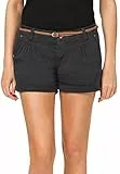 Sublevel Damen Kurze Hose Stretch-Shorts mit Flecht-Gürtel Dark-Grey L