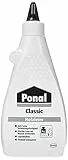 Ponal Classic, gebrauchsfertiger Holzleim mit hoher Verleimungsfestigkeit, Holzkleber für Montage-, Flächen- & Fugenverleimungen, transparenter Bastelleim, 1x550g