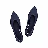 Frank Mully Frauen Spitze Zehe Ballett Flach Strickkleid Schuhe Low Wedge Komfort Slip On Flats für Frau Klassische, Blau, 41 EU