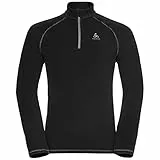 Odlo Fleecepullover für Herren Rigi | Schwarz | Größe L | Midlayer mit Halbreißverschluss | Langarm Wandershirt