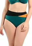 Sans Complexe Damen Beyond The Beach, tiefer sitzender Badeanzug, Black Green Yellow, 48/50