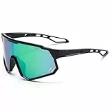 LOJUDI Sonnenbrille Kinder Sportbrille Jungen und Mädchen Fahrradbrille Coole Schnelle Brille Verspiegelt für Jugendliche UV400 Schutz - Grün