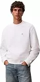 Calvin Klein Herren Sweatshirt Terry Badge mit Rundhalsausschnitt, Weiß (Bright White), L