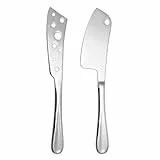 WEIZHIS Käsemesser Set 2 teilig, Käsemesser Hartkäse Weichkäse, Käseschneider, Edelstahl Poliert, Käsebeil AntiHaft für Parmesan Brie Camembert, Spülmaschinengeeignet