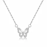 EXGOX Halskette Damen 925 Sterling Silber Kette Damen Gold Stapelbar Halskette Damen Schmetterling Anhänger Halskette Choker Silber