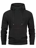 Indicode Herren INJody Sweatshirt mit Kapuze aus Baumwoll-Mix | Hoodie Kapuzenpullover Black, L