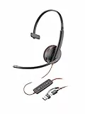 Poly Blackwire 3220 schnurgebundenes USB-C-Headset, Noise Cancelling-Mikrofon, Stereo-Design, Verbindung mit PC/Mac über USB-C oder USB-A, Kompatibel mit Teams/Zoom, SoundGuard-Technologie