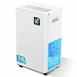 Zeilako Luftentfeuchter 20L/Tag, mit Feuchtigkeitssensor und LED Display, 24-Stunden-Timer, 3 Entfeuchtungsmodi, geeignet für den Schlafzimmer Büro Keller, Kontinuierliche Entwässerung, weiß
