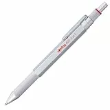 rOtring 600 3-in-1-Schreibgerät mit Kugelschreiber und Druckbleistift | Kugelschreiber mit 2 feinen Spitzen (schwarze und rote Tinte) | 1 Druckbleistift mit Spitze (0,5-mm-Mine) | Silber