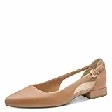Marco Tozzi Damen Ballerinas weiches Feel Me Fußbett Leder weiches Innenfutter Spitz, beige (Cappuccino), 37 EU