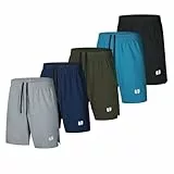 Bsrpolry 5-Pack Herren Laufshorts Gym Shorts Quick Dry für Jogger, Herren Athletic Shorts mit Taschen und elastischem Bund Schwarz, Blau, Grün, Navy, Hellgrau L