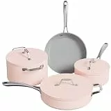 Ciarra Beyond Topfset Pfannenset Induktion 4-teiliges,Keramik Antihaft Kochtopf mit Deckel,Bratpfanne 26cm,Schmorpfanne 28cm 4.2L,Milchtopf 20cm 2.8L,Suppentopf 24cm 5.9L,Topf und Pfannen Set,Rosa