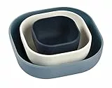 BÉABA, 3er-Set stapelbare Silikonschalen, Baby-Mahlzeiten-Set, Kinder-Silikon-Geschirr-Set, stapelbar, skalierbar, ergonomisch, gesundes Silikonmaterial, langlebig (Nachtblau/Cotton/Baltisches Blau)