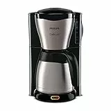 PHILIPS Café Gaia Filterkaffeemaschine – Edelstahl-Thermoskanne, Tropf-Stopp, Intensives Aroma, Automatische Abschaltung, 1.300 ml, Schwarz (HD7546/20)
