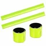 O-Kinee Reflektorband 4 pcs，Schnapparmband Reflektor，Reflektorbänder Schnapparmbänder reflektorband Klatscharmband Sicherheitsband für Jogger und Radfahrer(Grün 4 pcs)