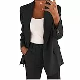 warehouse deals Hosenanzüge für Damen Elegant Blazer Anzug Set Einfarbig Streetwear Zweiteilig Hosenanzug Business Modern Anzughose Revers Slim Fit Sportlich Büro Outfit