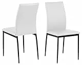 AC Design Furniture Devin Esszimmerstühle 4er Set mit Leder Look, H: 92 x B: 43,5 x T: 53 cm, Weiss/Schwarz, PU/Metall