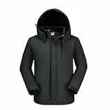 OutPro Herren Skijacke Vielseitige Winterjacke Warme Fleecejacke - Wasserdicht, winddicht, Perfekt für Outdoor-Aktivitäten und Winterwanderungen Schwarz,M