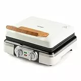 DOMO DO9280W Waffeleisen - Waffelautomat - Doppelwaffeleisen für Belgische Waffeln - Antihaftbeschichtung - Mit integrierter Timer - Kabelaufbewahrung - 1520W – Weiß