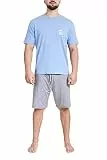 Sleepdown Herren Mens Pyjamas Set Pyjamaset, Blue Grey, L
