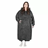 Catalonia Classy Extra Lange Sherpa Hoodie Decke, Flauschige Übergroße Kuscheldecke mit Ärmeln und Kapuze, Warme Großes Kapuzendecken, Tragbare Decke zum Anziehen als Geschenkidee für Damen Herren