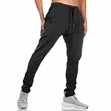BROKIG Gym Jogginghose Sporthose Herren Lang mit Doppeltasche, Baumwolle Trainingshose Herren Fitness Slim Fit Hose (Schwarz,XL)