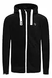 !Solid SDLoki Herren Sweatjacke Fleecejacke Jacke mit Kapuze Kordelzug Rippbündchen Reißverschluss Eingrifftaschen Regular fit, Größe:L, Farbe:Black (9000)