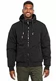 ALESSANDRO SALVARINI Herren Winterjacke (S-3XL) mit Kapuze - Teddyfleece innen komplett, Winddicht, Warme Jacke Männer - AS-320 Schwarz Medium