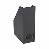 BIGSO ESTELLE Stehsammler für Zeitschriften, Magazine und Akten – praktischer Organizer aus Faserplatte und Papier in Leinenoptik – stabiler Zeitschriftenhalter mit Griff – schwarz