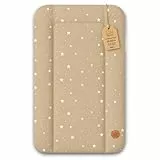 Wickelauflage Wickelunterlage abwaschbar und wasserdicht 70x50 cm - Wickelmatte zum Auflegen auf Wickeltisch Wickelaufsatz Wickelkommode oder Waschmaschine changing mat 70 x 50 Beige mit Weiß Sternen