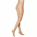KUNERT Damen Halterlose Strümpfe Satin Look 20 breites Spitzenband 20 DEN Cashmere 0540 L
