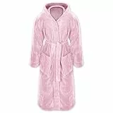 Gräfenstayn® Damen & Herren Kuschelfleece Bademantel mit Kapuze Größe S-XXXL Öko-Tex Standard 100 Flanell Fleece (M, Rosa)