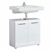 trendteam smart living - Skin - Waschbeckenunterschrank - Weiß Hochglanz - Waschtisch mit 2 Türen und 1 Einlegeboden - (BxHxT) 60 x 56 x 31 cm - Kontrastreiche Griffe