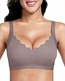 Vinfact Push up BH Damen Ohne Bügel Nahtloser BH für Große Brüste Starker Halt Bügelloser Bequem T Shirt Schlaf BH Grau L