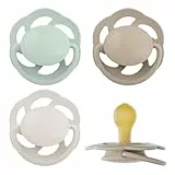 nip - Cherry Green Newborn | 0-2 Monate | 4er Pack | Stillfreundlicher, zahnfreundlicher Babyschnuller für Neugeborene. Nachhaltiger Schnuller aus natürlichen Rohstoffen, Grün/Braun