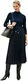 Tommy Hilfiger Damen Kleid Slim Rib Mix Midi-Länge, Blau (Dark Night Navy), S