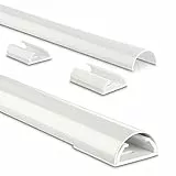 Hama Stabiler Kabelkanal aus Aluminium Weiß (1,1 Meter Länge, für 5 Kabel, robuste halbrunde Metall Kabelabdeckung, inkl. Schrauben und Dübel)