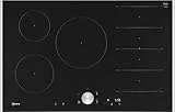NEFF T68TTV4L0, N 90, Induktionskochfeld, autarkes Glaskeramik-Kochfeld 80 cm breit, Twist Pad, Flex Induction, Home Connect, Smart Hood Automatic, aufliegend, Schwarz