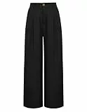 GRACE KARIN Damenhose mit weitem Bein, Business, lässig, gerade, lange Hose, Palazzo, fließende Hose, Schwarz, M