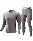 CL convallaria Thermounterwäsche Herren, Funktionsunterwäsche Skiunterwäsche Atmungsaktiv Innenfleece Winter Thermowäsche Warm Weich Thermounterhemd Thermounterhose für Männer, Grau