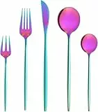 Bestdin Regenbogen Besteck Set 6 Personen, 30 teilig Edelstahl Besteck Bunte, Essbesteck Set mit Messer Gabel Löffel, Hochwertiges Edelstahlbesteck, Spülmaschinenfest.