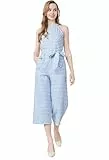 Canil4Y Damen Jumpsuit Sommer Overall Frauen Gestreiften Hosenanzug Ärmellos Playsuit Breites Bein Romper Spielanzug Weites Bein Blau S