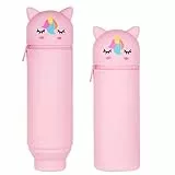 AMFUN 2 in 1 Weiches Silikon-Federmäppchen, Tischstifthalter, Stifthalter für den Tisch, Cartoon Federmäppchen, Stand Up Federmäppchen für Schülerin Teenager