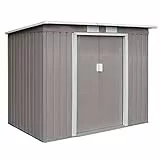 HATTORO P100 Metall Gerätehaus 213×130×173cm Geräteschuppen Schuppen Gartenhaus Outdoor (Hellgrau)