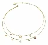 GUESS Halskette Secret Garden 16-18' Two Rows Flowers Necklace Yellow Gold/Multicolor goldfarben