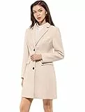 Allegra K Damen Wollmantel Revers Knopfleiste Wintercoat Mantel Cremeweiß L