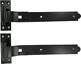 Merriway BH06852 Torscharniere, robust, Haken und Band, gekröpfter Hals, 350 mm, Schwarz, 2 Stück (14 Zoll)