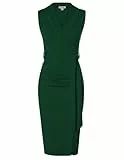 GRACE KARIN Damen Elegante Cocktail Kleider Hochzeitskleid Reverskragen Elegant Bodycon Businesskleider Weihnachtskleid 38 Dunkelgrün