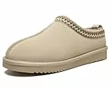 Meik Mangni Damen Wildleder Hausschuhe Herren Winter Pantoffeln Warm Gefüttert Plateau Mini Stiefel Rutschfeste drinnen und draußen,Beige,Gr.37 EU